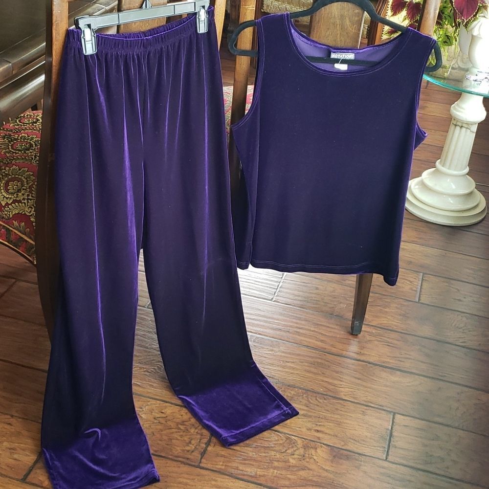 2 pc. Notations Plum Purple Sleeveless Top & Bottom Set